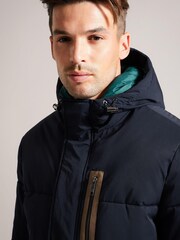 Ted Baker Blue Kinmont Short Hooded Puffer Jacket - Image 4 of 6