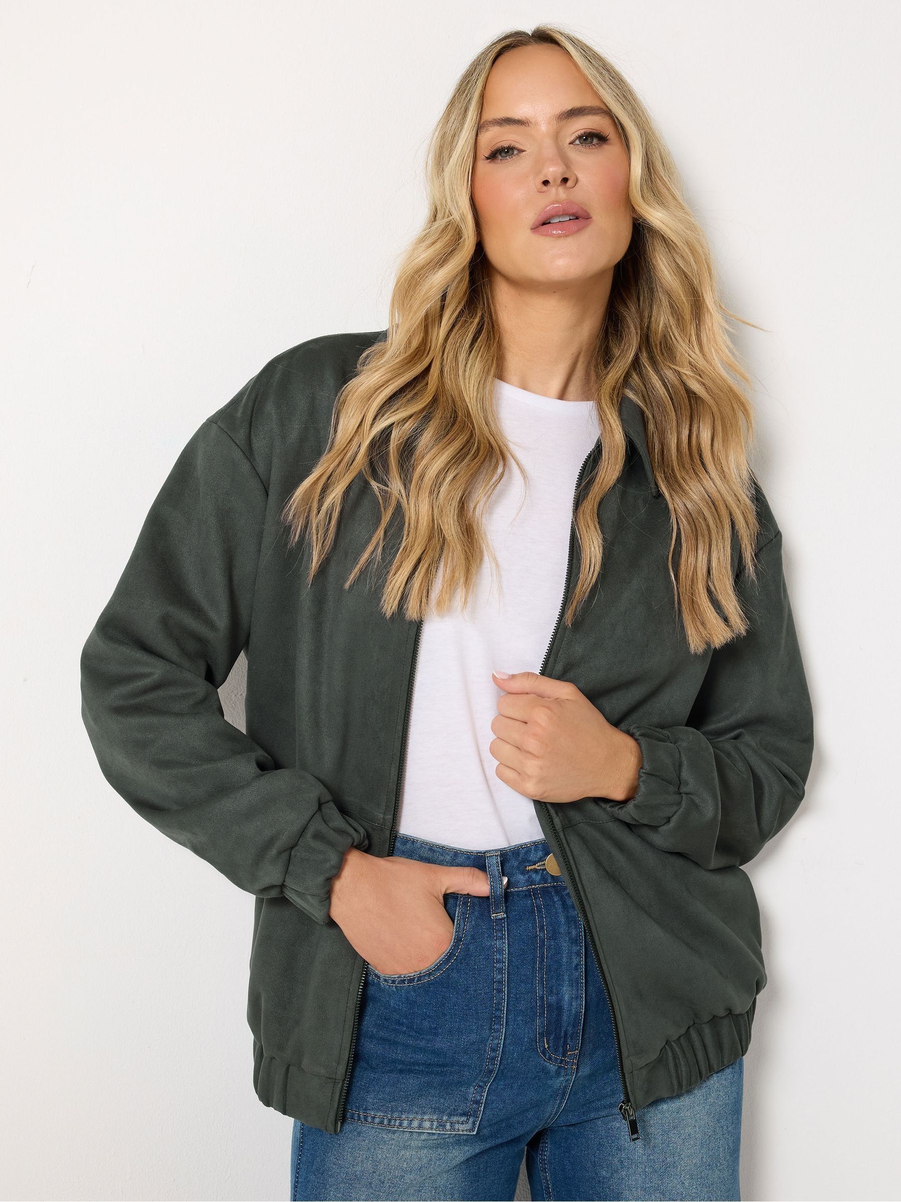 Long Tall Sally Women's Grey Tall Faux Suede Collared Jacket In | : Size 20 - Image 2