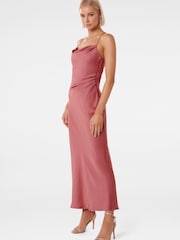 Forever New Pink Ruby Tie Back Satin Midi Dress - Image 3 of 4