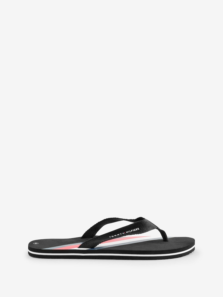 Tommy Hilfiger Black Stripe Flip Flops - Image 1 of 4