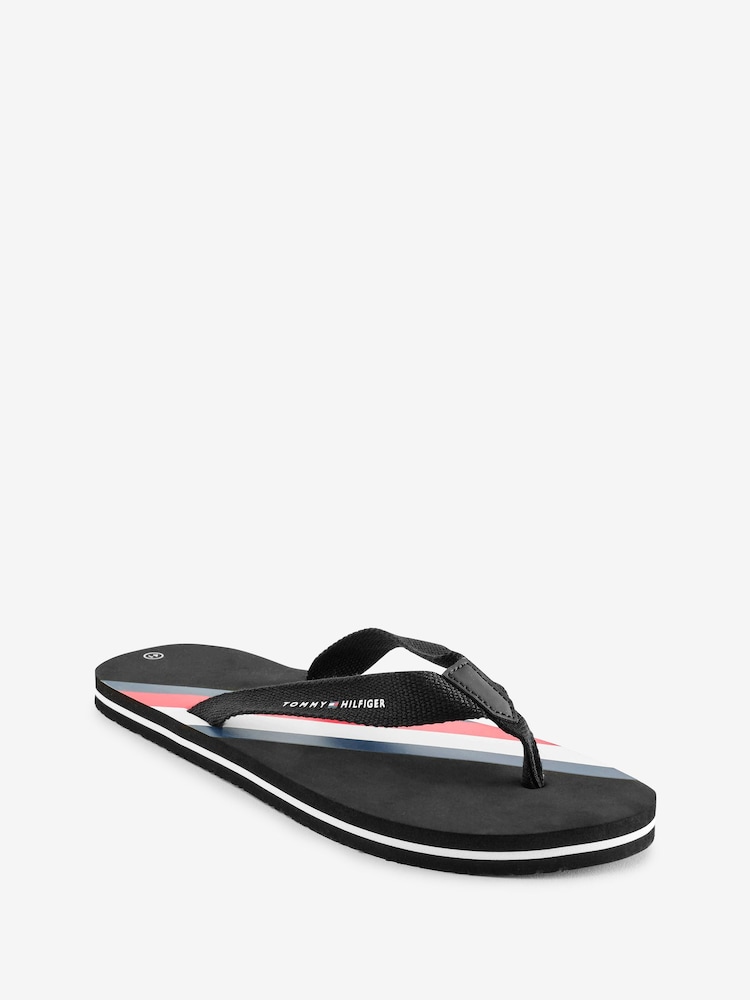 Tommy Hilfiger Black Stripe Flip Flops - Image 2 of 4