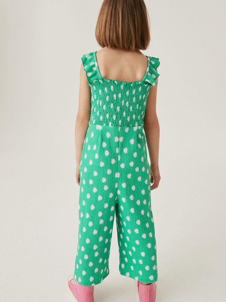 Grün - Jumpsuit aus Crinkle-Jersey mit Rüschenärmeln (3-16 Jahre) - Bild 2 von 5