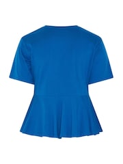 Yours Curve Blue Limited Sporty New York Peplum Top - Image 5 of 6