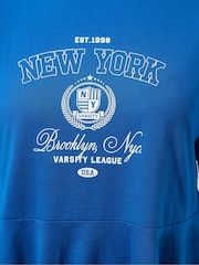Yours Curve Blue Limited Sporty New York Peplum Top - Image 6 of 6