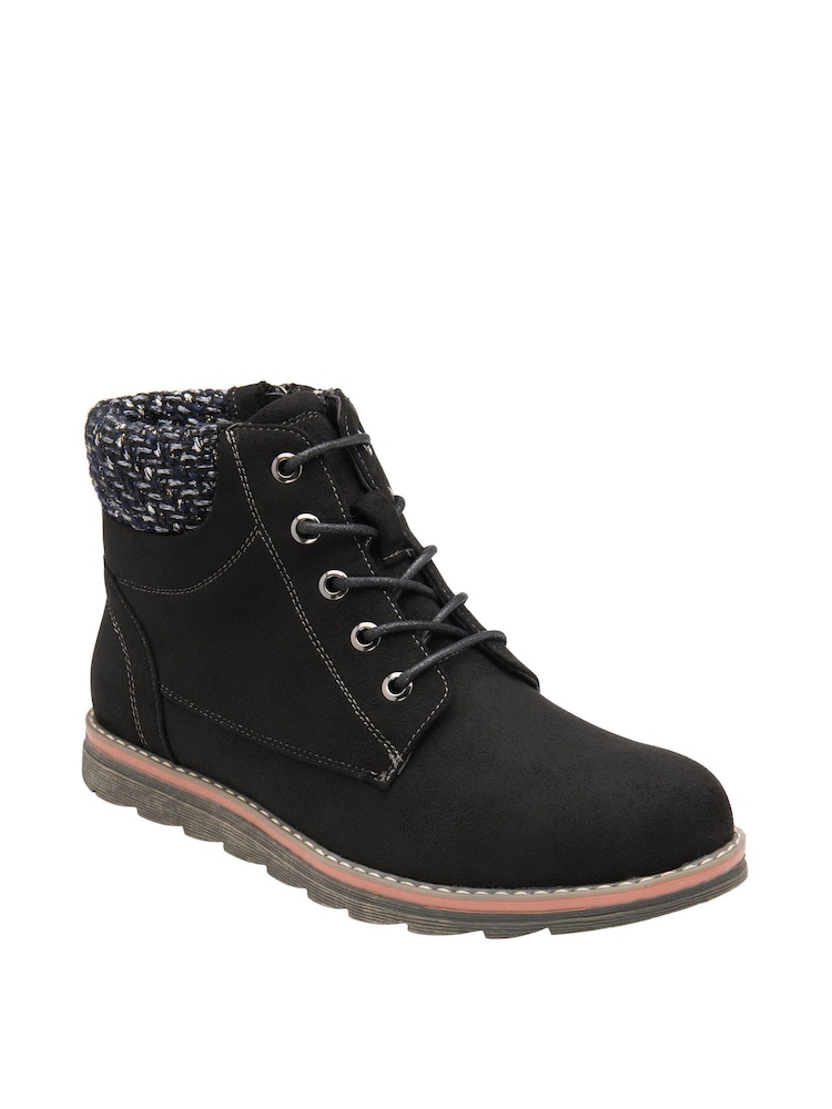 Lotus Black Lace-Up Ankle Boots - Image 1 of 4