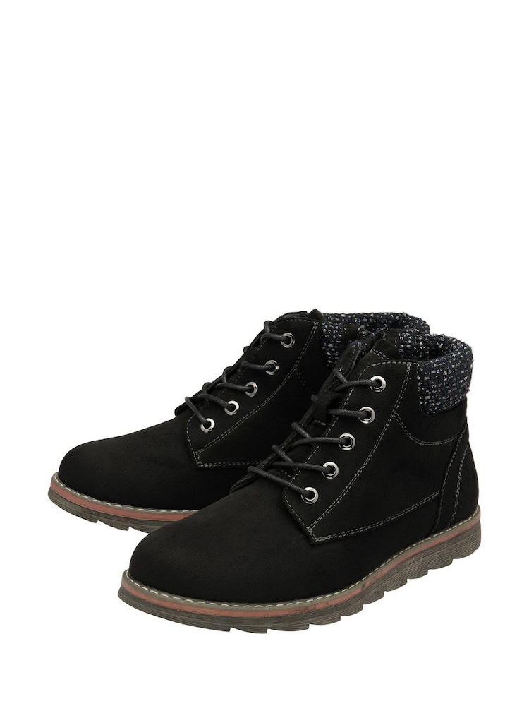 Lotus Black Lace-Up Ankle Boots - Image 2 of 4