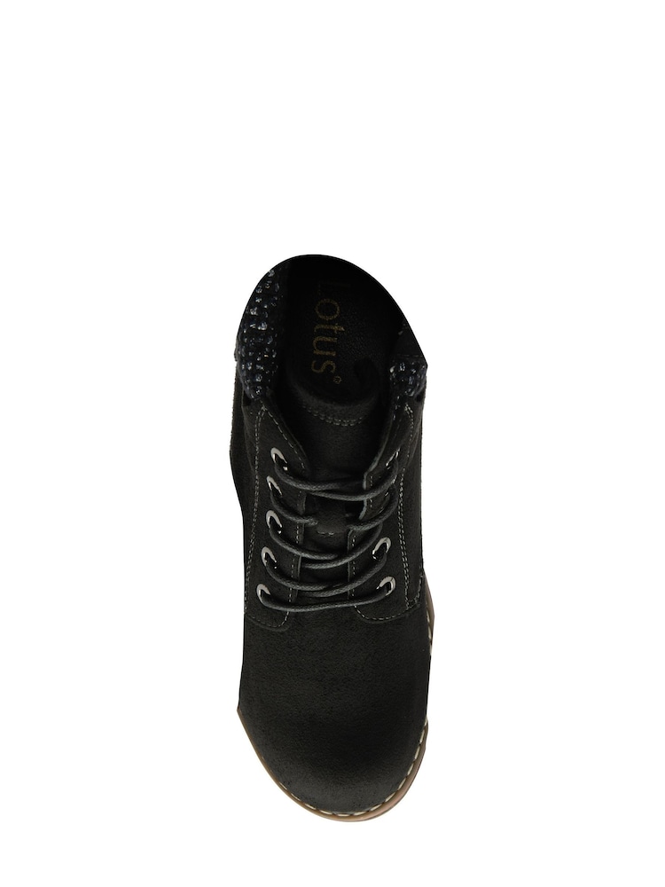 Lotus Black Lace-Up Ankle Boots - Image 4 of 4
