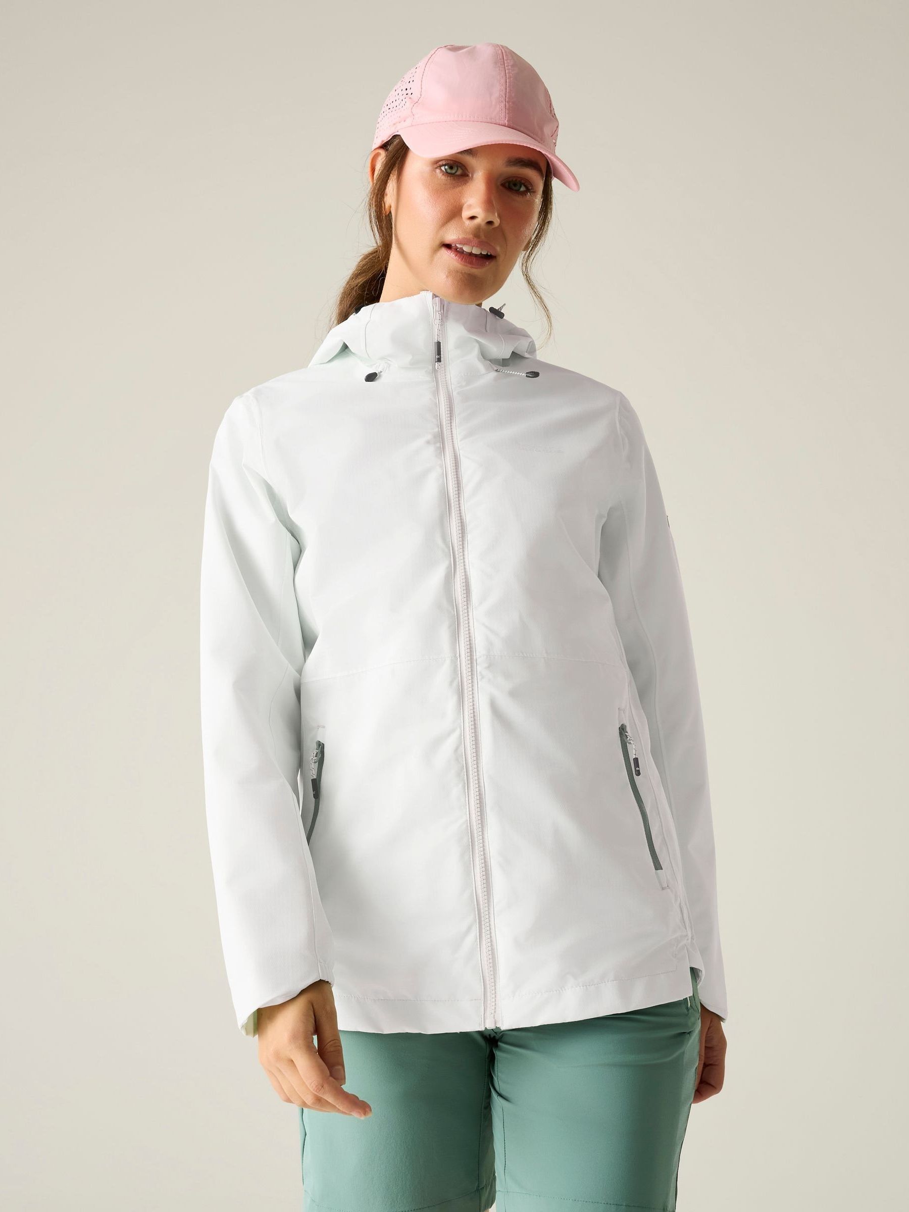 Regatta Women's Hamara IV Hooded Waterproof Jacket in Soft White | Size: 14 - Image 4