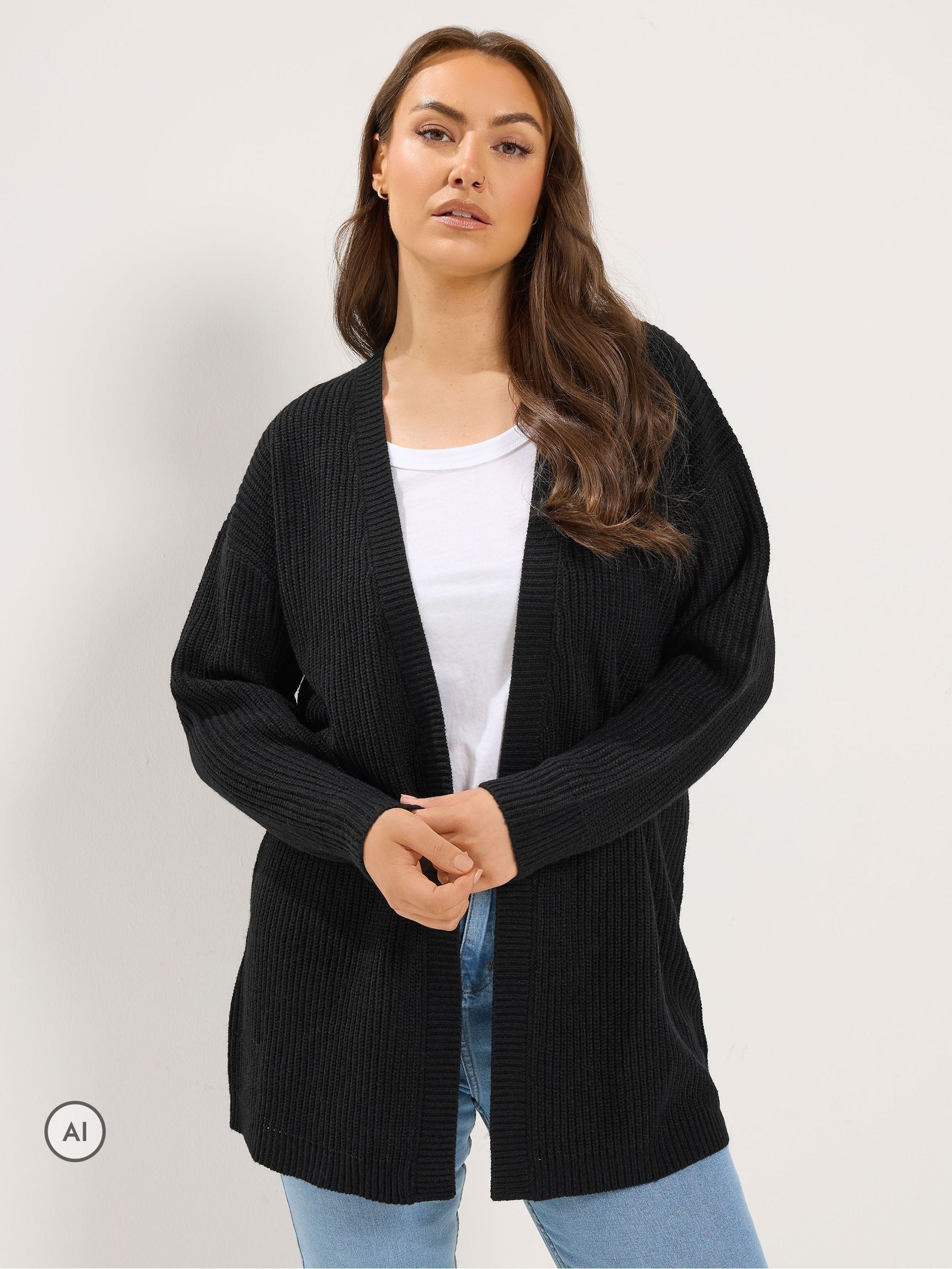 Yours Women's Black Essential Knitted Cardigan In Size 26-28 - Image 2