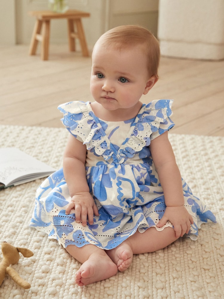Blue/White Baby Broderie Dress (0mths-2yrs) - Image 1 of 8
