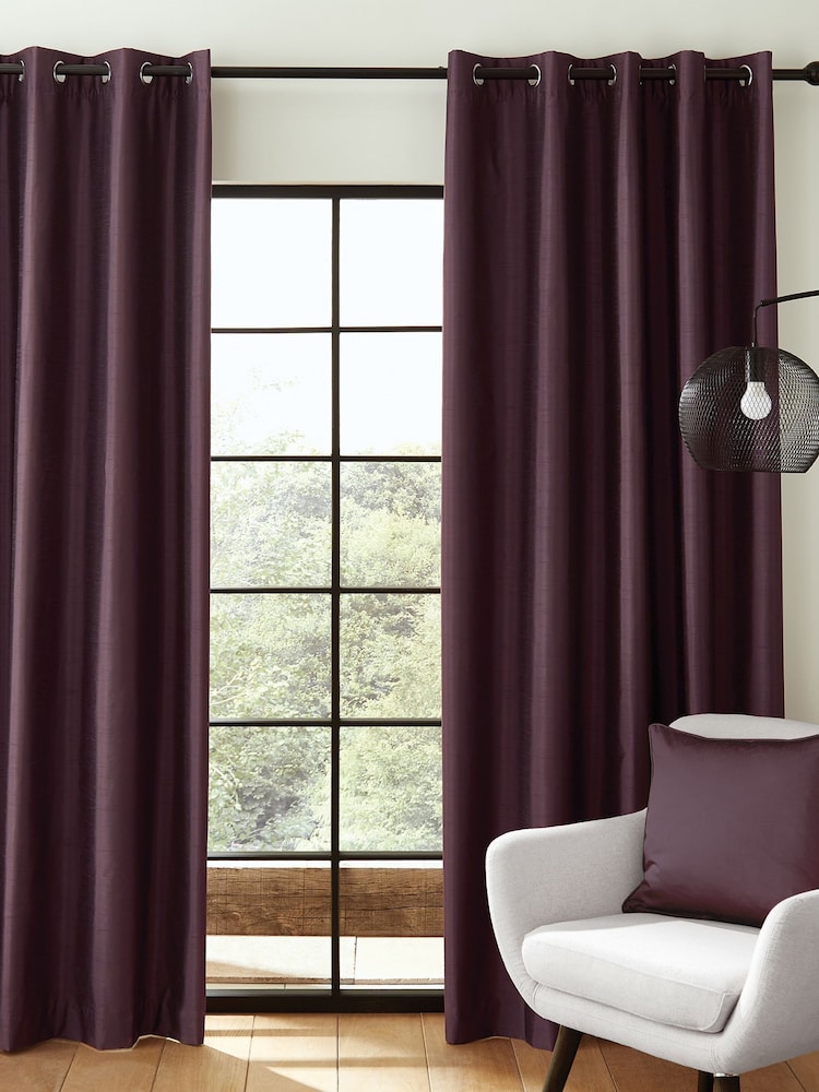 Catherine Lansfield Purple Faux Fur Soft and Cosy Draught Excluder Curtains - Image 2 of 5