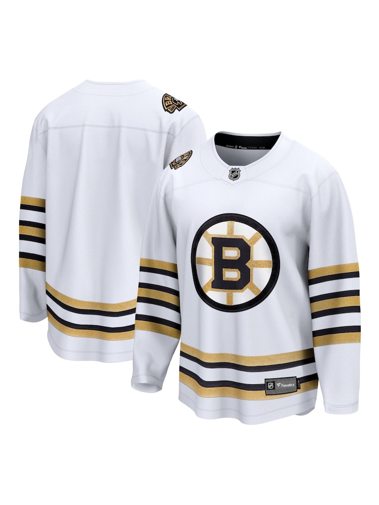 Fanatics NHL Boston Bruins Replica Breakaway Away Anniversary White Jersey - Image 1 of 3