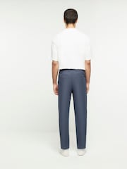 River Island Blue Plisse Tapered 100% Cotton Trousers - Image 3 of 6
