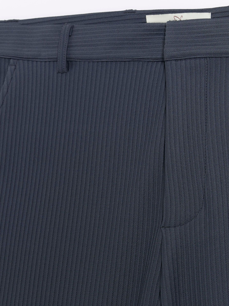 River Island Blue Plisse Tapered 100% Cotton Trousers - Image 6 of 6