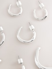 Silver Tone Hoop Earrings 3 Pack - Image 1 of 3
