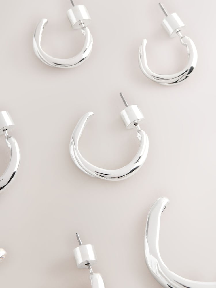 Silver Tone Hoop Earrings 3 Pack - Image 1 of 3 Silver Tone Hoop Earrings 3 Pack - Image 1 of 3