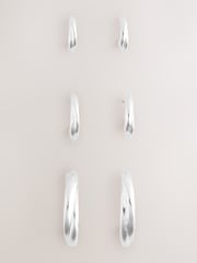 Silver Tone Hoop Earrings 3 Pack - Image 2 of 3
