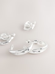 Silver Tone Hoop Earrings 3 Pack - Image 3 of 3