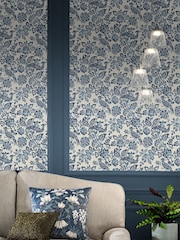 Laura Ashley Dark Seaspray Blue Adain Palace 10M Wallpaper - Image 1 of 4