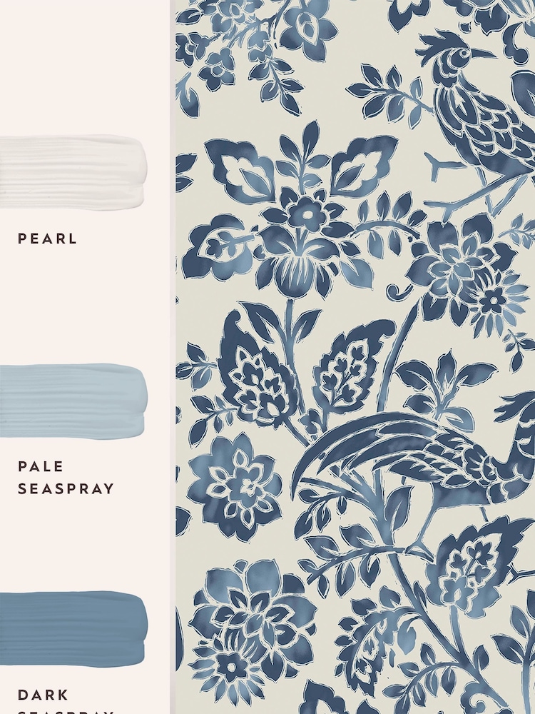 Laura Ashley Dark Seaspray Blue Adain Palace 10M Wallpaper - Image 4 of 4 Laura Ashley Dark Seaspray Blue Adain Palace 10M Wallpaper - Image 4 of 4
