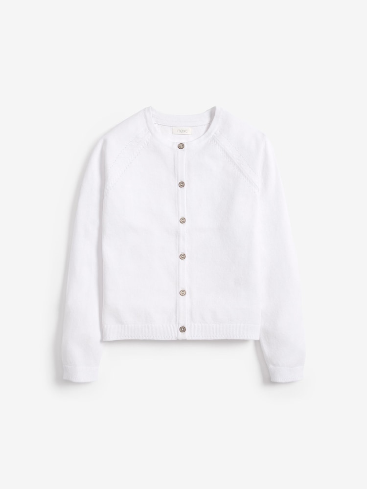 White Button-Up Cardigan (3-16yrs) - Image 1 of 3