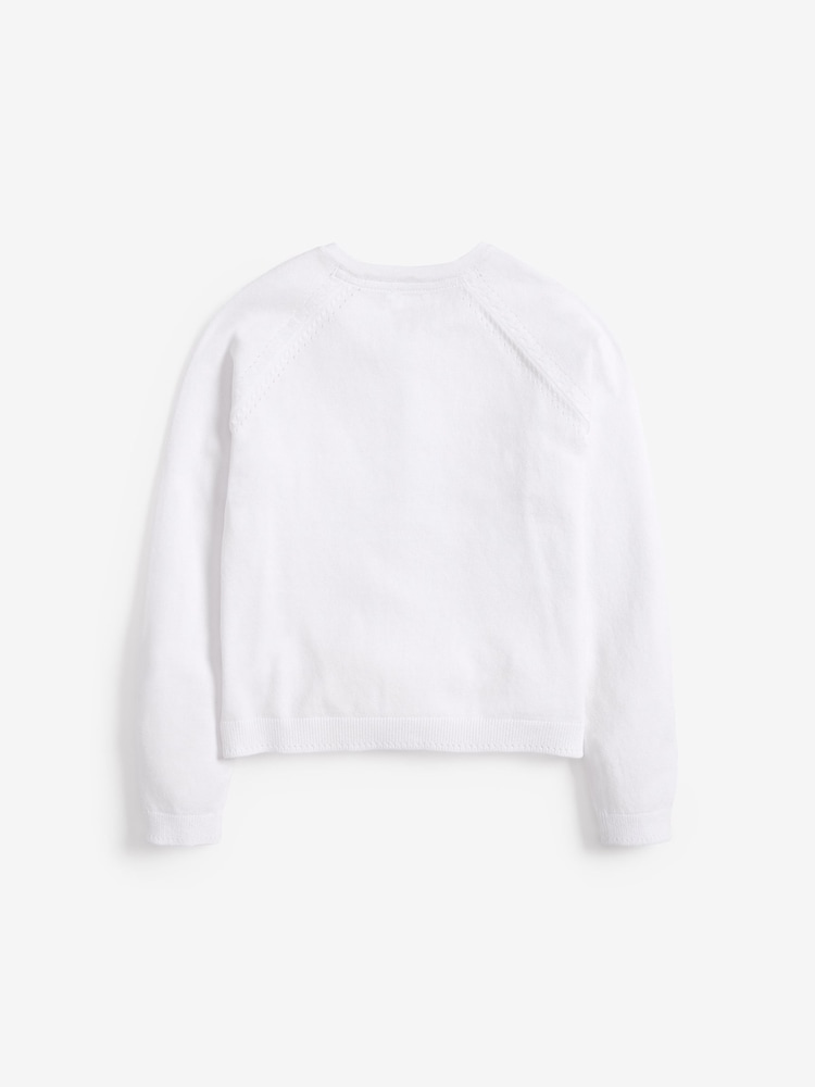 White Button-Up Cardigan (3-16yrs) - Image 2 of 3