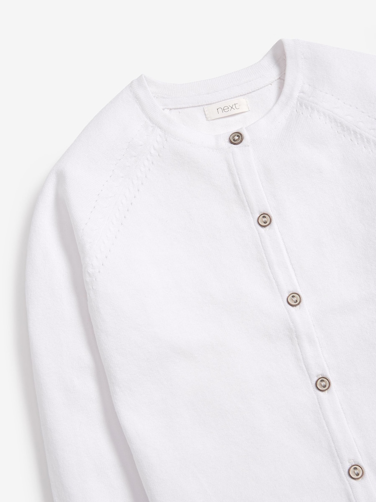 White Button-Up Cardigan (3-16yrs) - Image 3 of 3