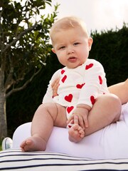 Petit Bateau White Hearts Long Sleeve Bodysuits 3 Pack - Image 1 of 2