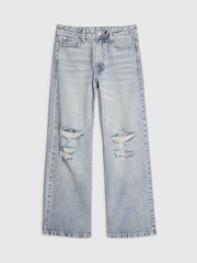 River Island 嬌小款寬鬆直筒撕裂牛仔褲 - 圖片 4，共 4