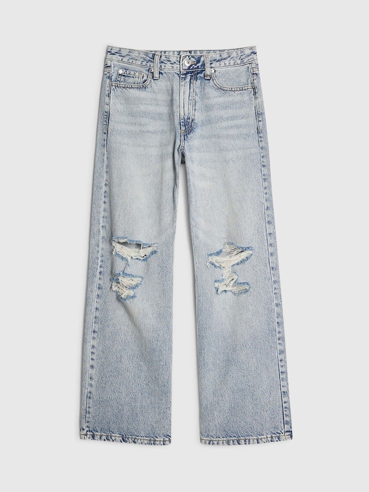River Island 嬌小款寬鬆直筒撕裂牛仔褲 - 圖片 4，共 4
