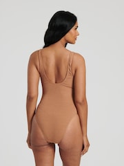 South Beach Beige Crinkle Textured Scoop Neck Swimsuit - Image 2 of 4