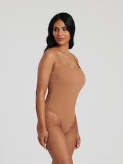South Beach Beige Crinkle Textured Scoop Neck Swimsuit - Image 4 of 4