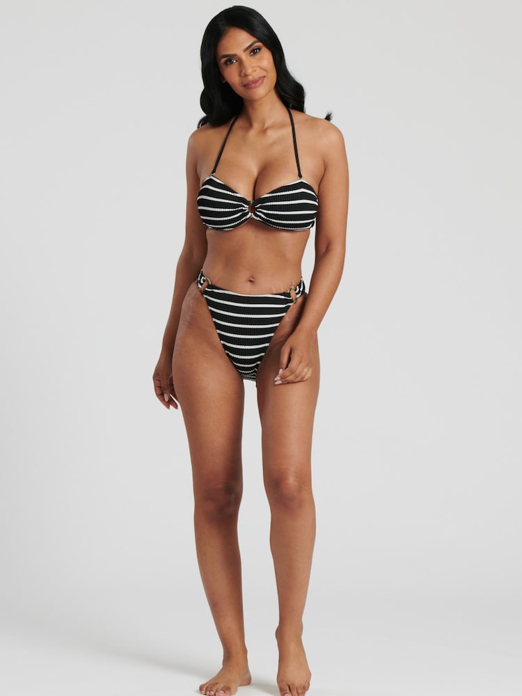 South Beach Monochrome Crinkle Textured Bandeau Top Set - Image 2 of 5
