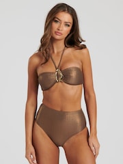 South Beach Brown Reptile Halterneck Bikini Set - Image 1 of 5