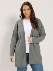 Yours Curve Grey Essential Cardigan - Image 1 of 6