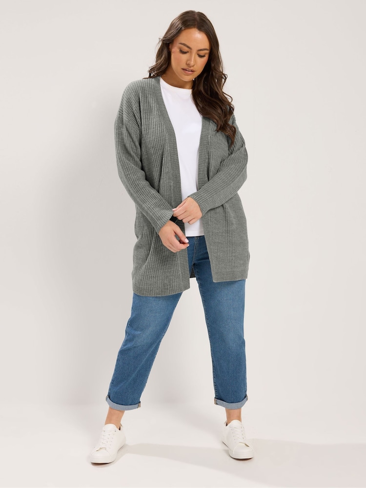 Yours Curve Grey Essential Cardigan - Image 2 of 6