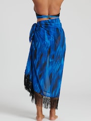 South Beach Multiwear-Sarong aus bedrucktem Chiffon mit Fransen - Bild 2 von 6