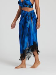 South Beach Multiwear-Sarong aus bedrucktem Chiffon mit Fransen - Bild 4 von 6
