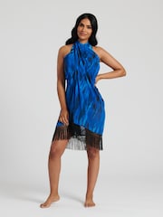 South Beach Multiwear-Sarong aus bedrucktem Chiffon mit Fransen - Bild 6 von 6