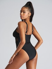 South Beach Black Mesh Plunge Swimsuit - Image 2 of 5