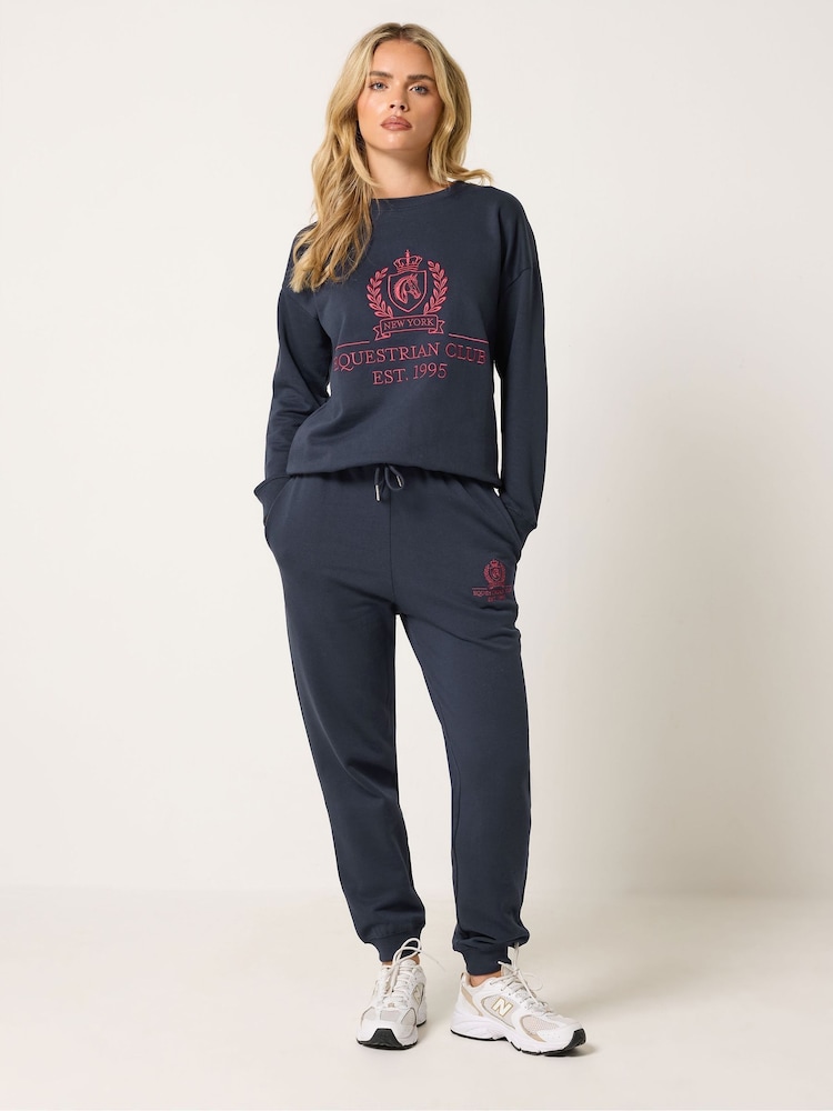 PixieGirl Petite Blue Equestrian Embroidered Sweatshirt - Image 2 of 6 PixieGirl Petite Blue Equestrian Embroidered Sweatshirt - Image 2 of 6