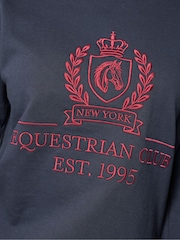 PixieGirl Petite Blue Equestrian Embroidered Sweatshirt - Image 4 of 6
