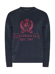 PixieGirl Petite Blue Equestrian Embroidered Sweatshirt - Image 5 of 6