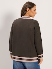 Brązowy - Dzianinowy sweter Yours Curve Tennis - Obraz 4 z 7