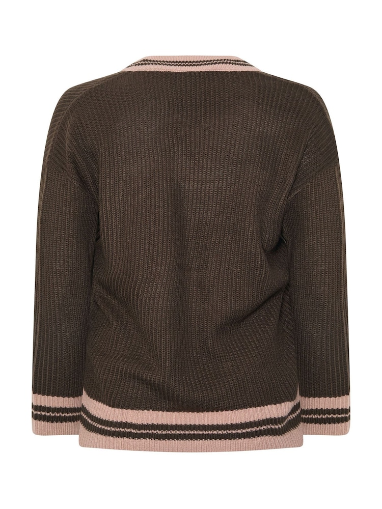 Brązowy - Dzianinowy sweter Yours Curve Tennis - Obraz 7 z 7 Brązowy - Dzianinowy sweter Yours Curve Tennis - Obraz 7 z 7