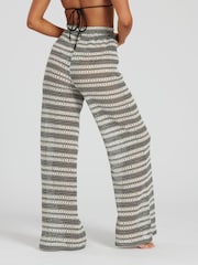 South Beach Monochrome Crochet Stripe Beach Trousers - Image 2 of 4