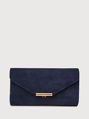 LK Bennett Blue Lucy Clutch Bag With Flap Detail - Image 1 of 4
