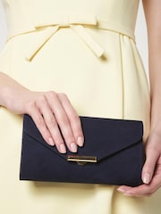LK Bennett Blue Lucy Clutch Bag With Flap Detail - Image 4 of 4