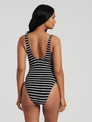 South Beach Monochrome Crinkle Textured Scoop Neck Swimsuit - Image 2 of 6
