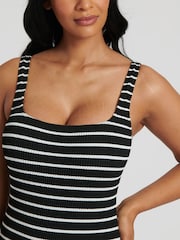 South Beach Monochrome Crinkle Textured Scoop Neck Swimsuit - Image 3 of 6